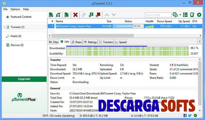 Captura de pantalla Utorrent 1