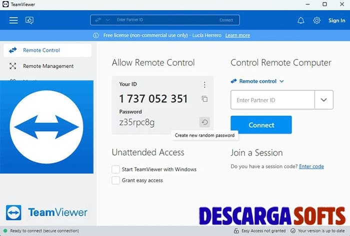 Interfaz 1 de TeamViewer