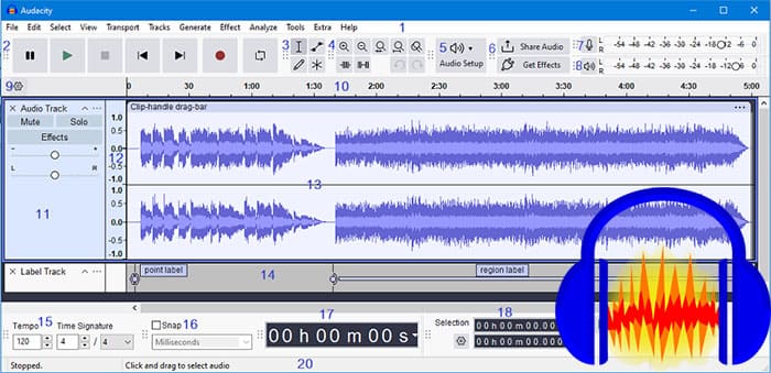 Interfaz de Audacity 1