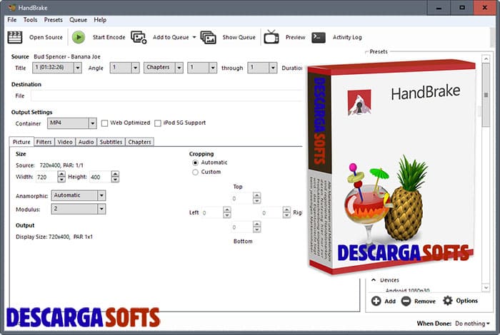Interfaz de HandBrake 1 Interfaz de HandBrake 1