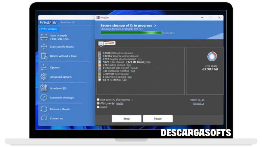 Captura de pantalla de Goversoft Privazer Pro 1