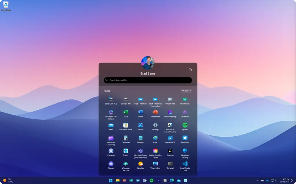 Captura de pantalla de Stardock Start11 2