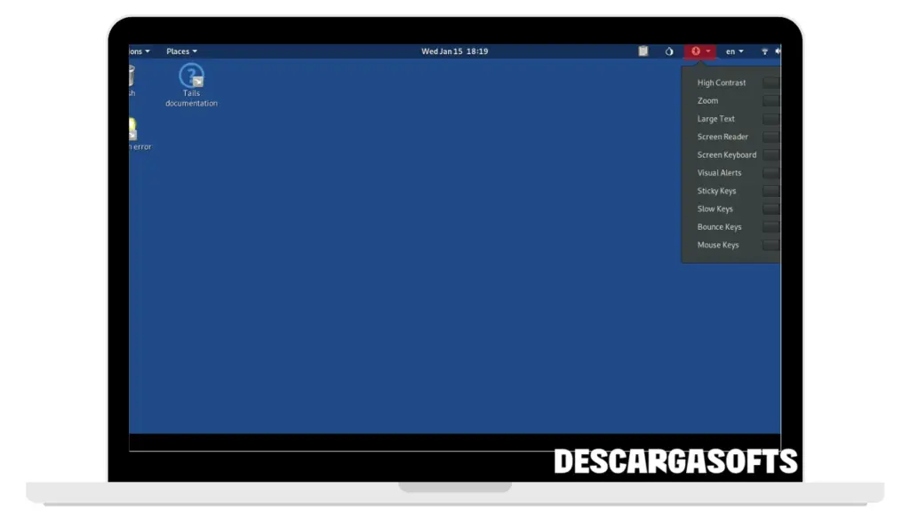 Captura de pantalla de la ISO de Tails 1