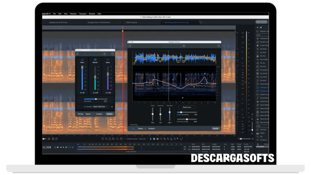 Captura de pantalla del editor de audio avanzado iZotope RX 11 1 Captura de pantalla del editor de audio avanzado iZotope RX 11 1