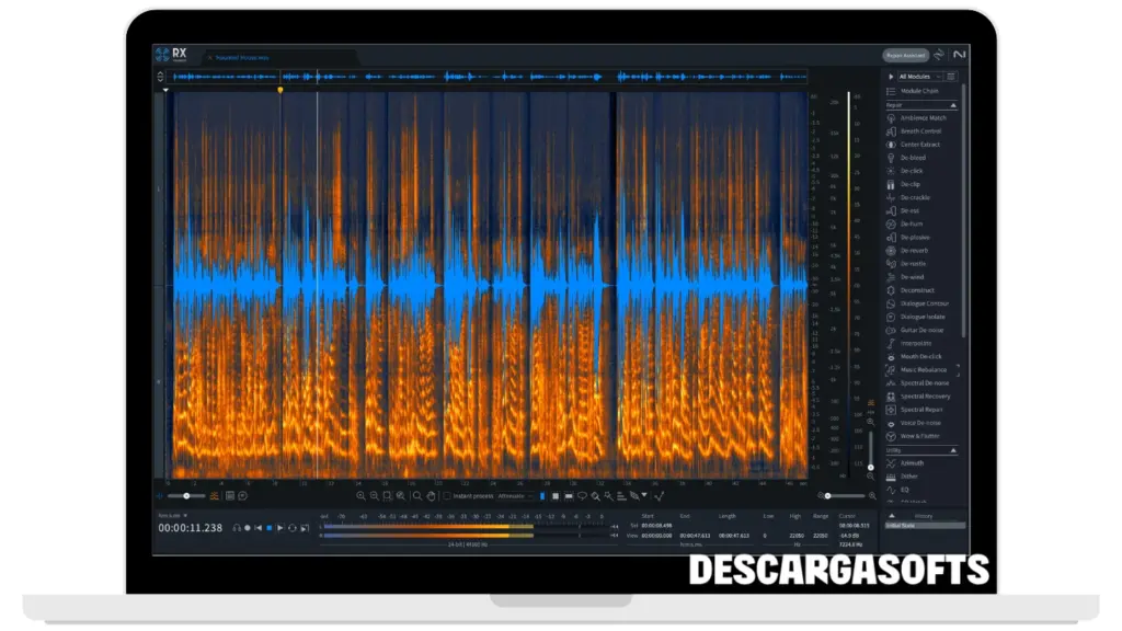 Captura de pantalla del editor de audio avanzado iZotope RX 11 2 Captura de pantalla del editor de audio avanzado iZotope RX 11 2