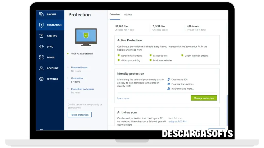 Captura de pantalla de Acronis True Image 2