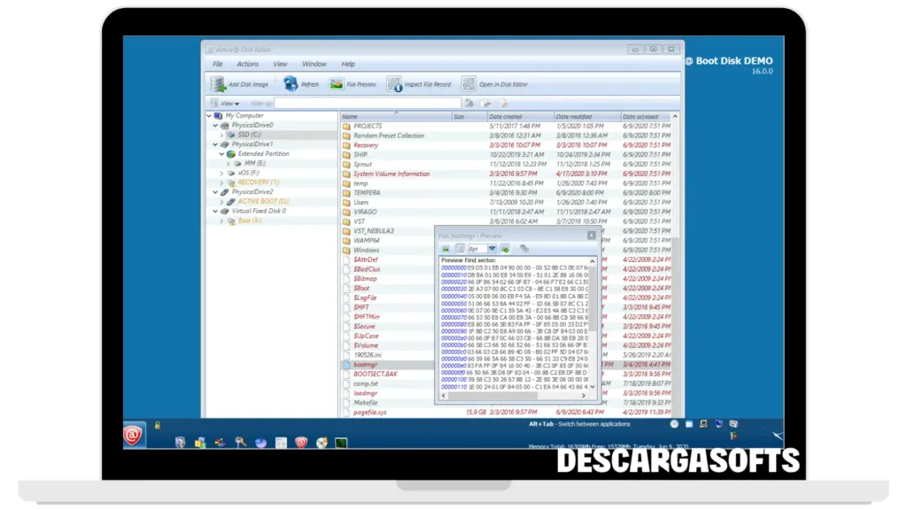 Captura de pantalla de Active@ Boot Disk 1