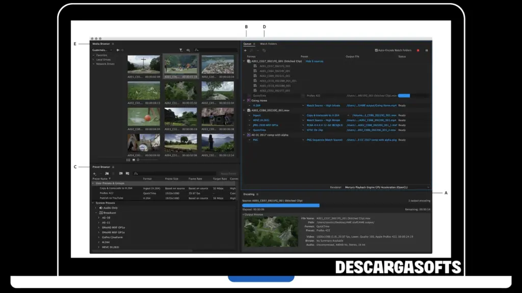 Captura de pantalla de Adobe Media Encoder 1