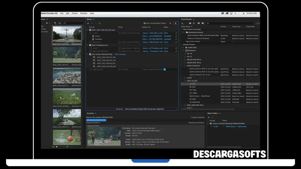 Captura de pantalla de Adobe Media Encoder 2
