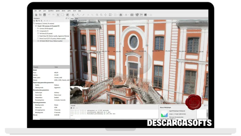 Captura de pantalla de Agisoft Metashape Pro 1 Captura de pantalla de Agisoft Metashape Pro 1