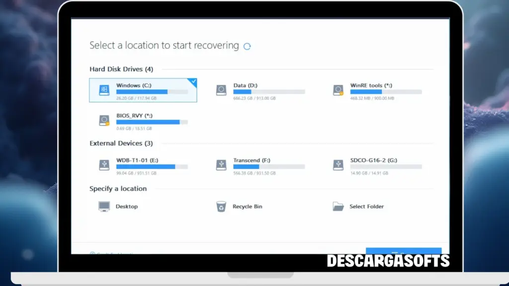 Captura de pantalla de EaseUS Data Recovery Wizard 2