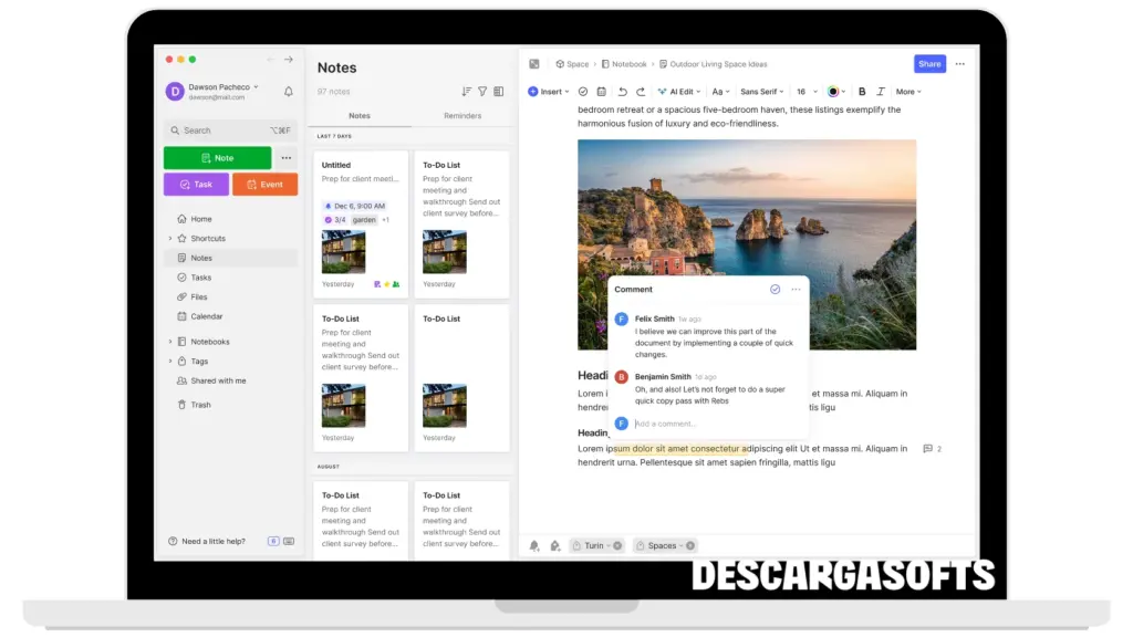 Captura de pantalla de Evernote 1 Captura de pantalla de Evernote 1