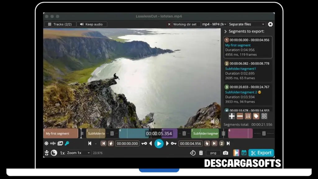 Captura de pantalla de LosslessCut 2