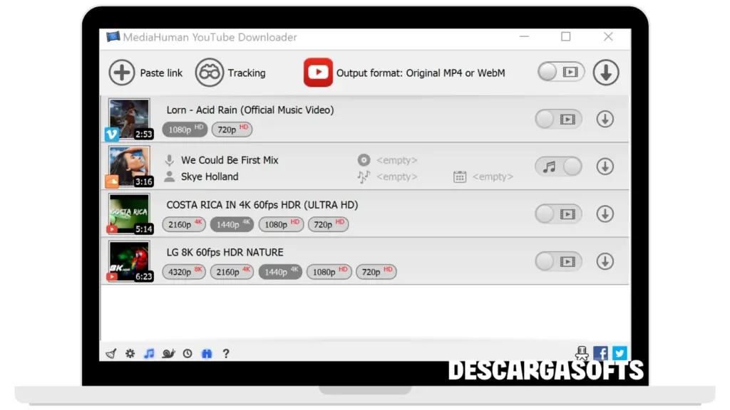 Captura de pantalla de MediaHuman YouTube Downloader 2