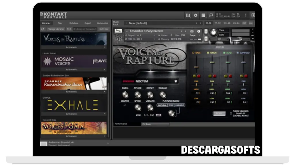 Captura de pantalla de Native Instruments Kontakt 1