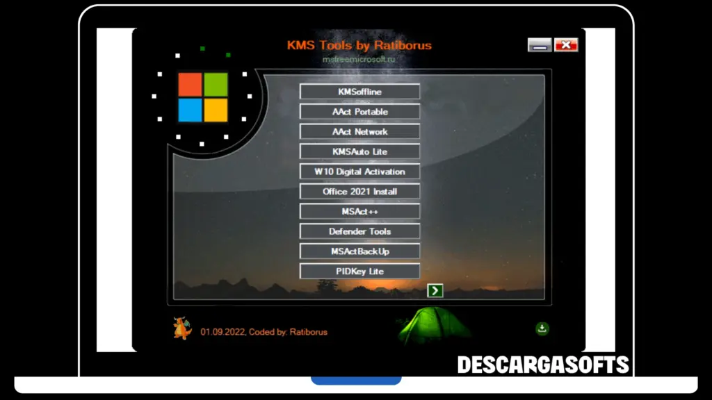 Captura de pantalla de Ratiborus KMS Tools 1