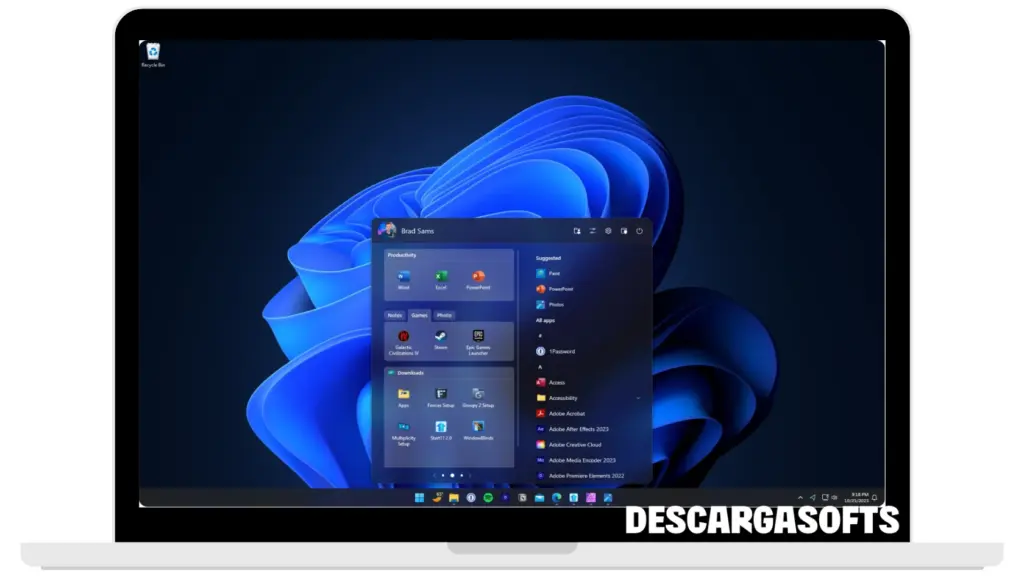 Captura de pantalla de Stardock Start11 1 Captura de pantalla de Stardock Start11 1