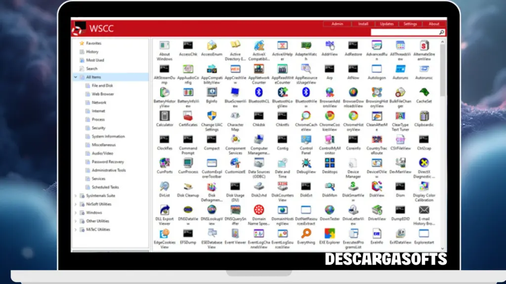 Captura de pantalla de WSCC Windows System Control Center 1