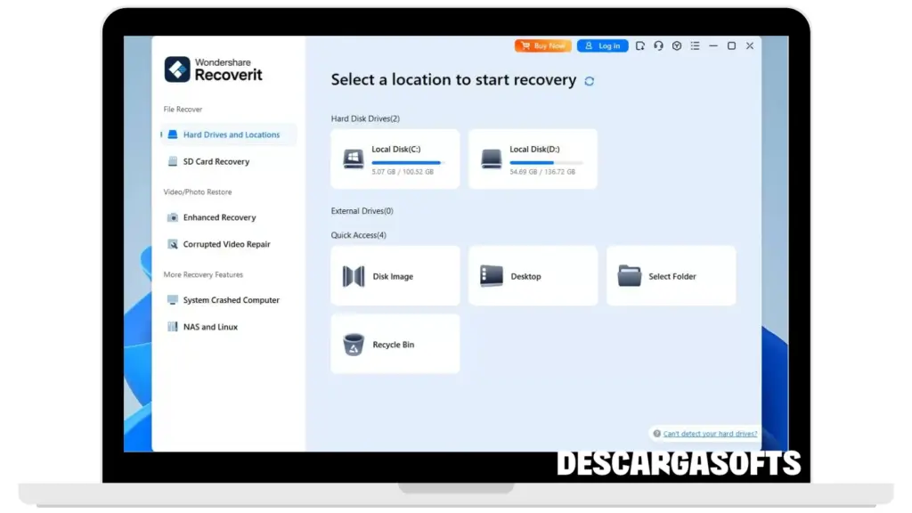 Captura de pantalla de Wondershare Recoverit 2 Captura de pantalla de Wondershare Recoverit 2