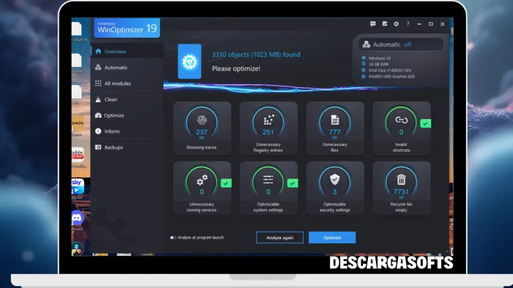 Captura de pantalla de Ashampoo WinOptimizer 2